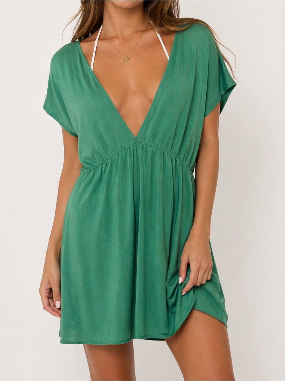 Victoria’s Secret Green Swim Cover Up Dress Modal Sz L Lightweight